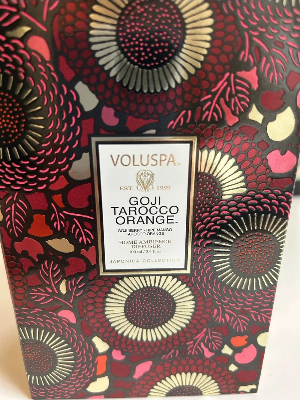 New in box, Voluspa Goji Tarocco Orange home diffuser